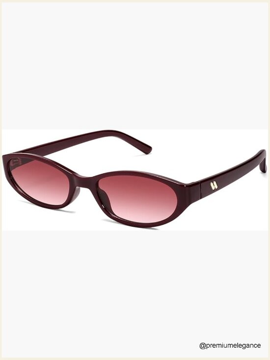 Retro Oval Cat Eye Sunglasses Y2K Narrow Skinny Shades UV  display picture 1